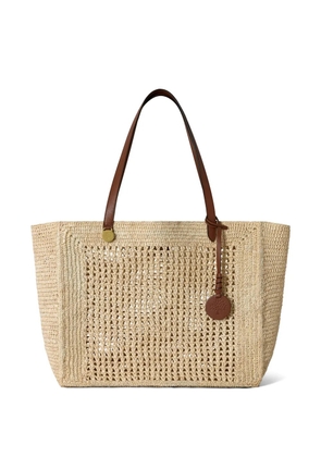 Mulberry crochet raffia tote bag - Neutrals