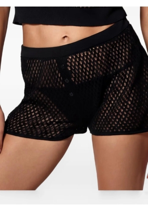 Kiki de Montparnasse open-knit button-fastening shorts - Black