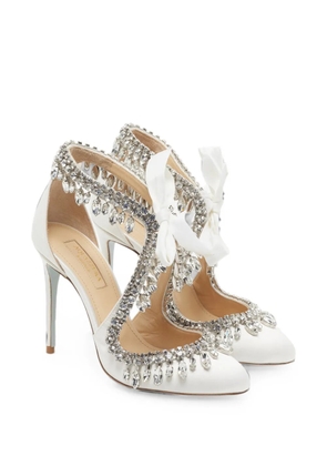 Aquazzura crystal-embellished ankle-strap pumps - Neutrals