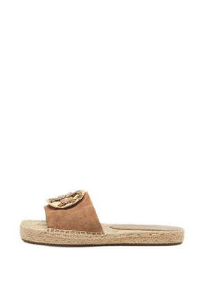 Tory Burch Double T suede flat sandals - Neutrals