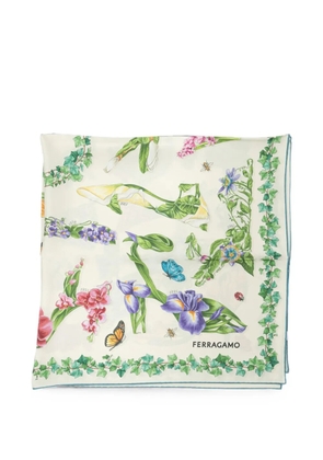 Ferragamo Eden logo-print scarf - White