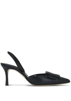 Manolo Blahnik 70mm Maysli nappa leather slingback pumps - Black