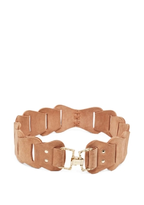Roberto Cavalli Vintage hammered-effect buckle waist belt - Neutrals