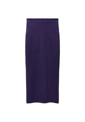 Versace stretch viscose mesh ribbed knit midi skirt - Purple