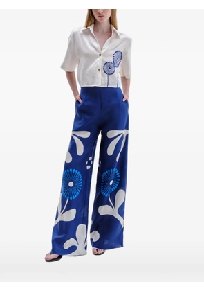 Cala de la Cruz Manaos floral-print linen shirt - White