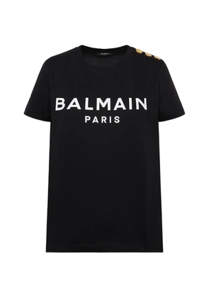 Balmain embossed-buttons logo-print T-shirt - Black
