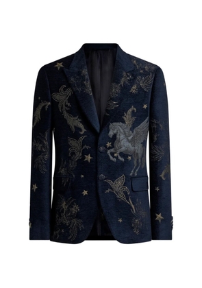 ETRO chenille jacquard single-breasted jacket with Pegaso motif - Blue