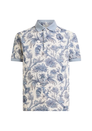 ETRO cotton piqué polo shirt with floral Paisley motif - Neutrals