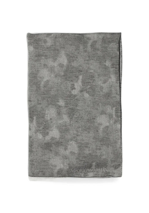 Emporio Armani logo-jacquard frayed scarf - Grey