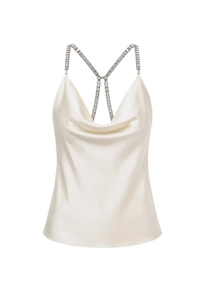 Patrizia Pepe jewelled chain-link silk top - Neutrals