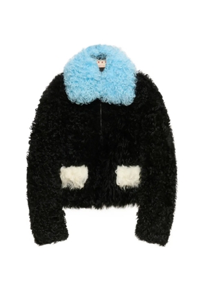 Marni black shearling-jacket with colour-block details