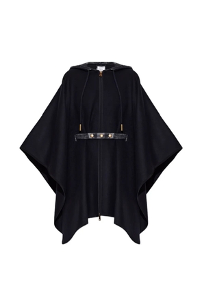 Moncler hooded belted poncho - Blue