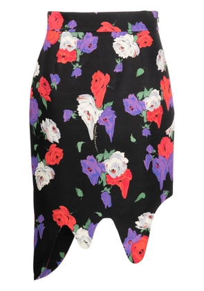 Moschino floral-print asymmetric midi skirt - Black