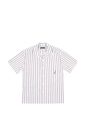 MOSSO SUN WEAR Brown Sun striped embroidered-motif shirt - White