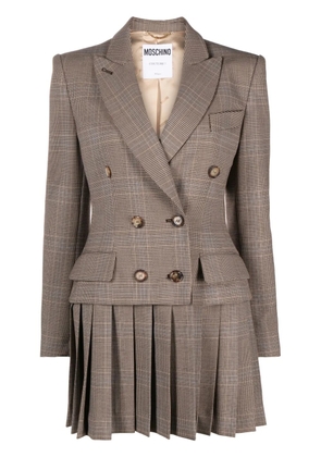 Moschino pleat-detail double-breasted blazer - Brown