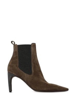 Brunello Cucinelli monili-embellished suede ankle boots - Brown