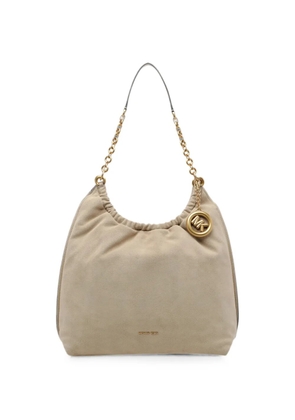 Michael Michael Kors suede logo-charm shoulder bag - Neutrals