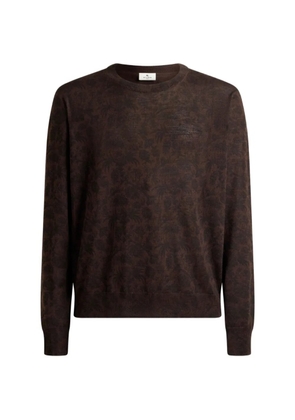 ETRO wool and silk sweater with floral Paisley-motif - Brown