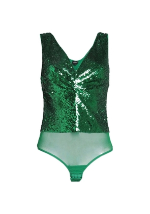 Elisabetta Franchi sequin-embellished tulle bodysuit - Green