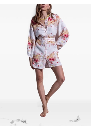 Folie Du Lin Solea floral-print belted dress - White