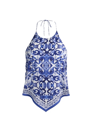 alice + olivia Frenchie baroque-print handkerchief-hem top - White