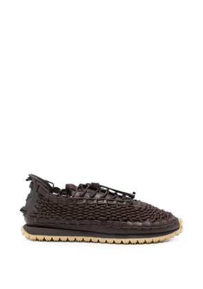 Emporio Armani woven toggle-fastening sneakers - Brown