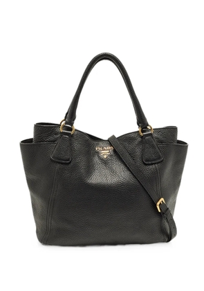 Prada Pre-Owned Vitello Daino side-pocket tote bag - Black