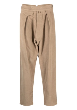 Moschino pleat-detail cotton straight trousers - Neutrals