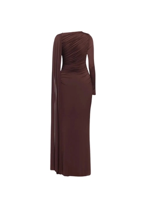 CHATS BY C.DAM asymmetric ruched maxi dress - Brown