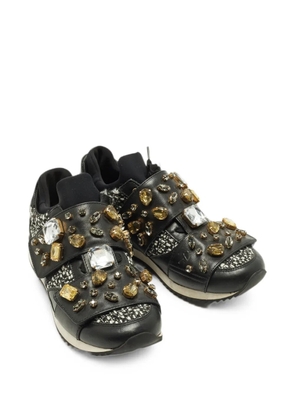 Dolce & Gabbana Pre-Owned Space crystal-embellished leather sneakers - Black