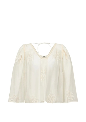 Drykorn Ismara floral-embroidered lace-trim blouse - Neutrals