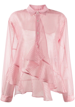 Julien David checkered ruffle trim shirt