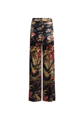 ETRO floral-print satin trousers - Black
