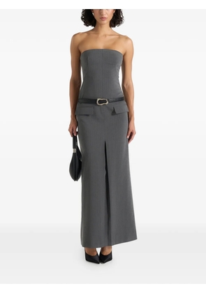 Manière De Voir Tabitha tailored pinstripe bandeau belted maxi dress - Grey