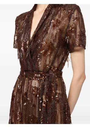 Atu Body Couture sequin-embellished belted dress - Brown