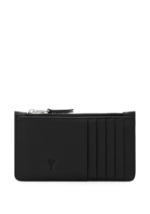 AMI Paris zipped cowhide-leather card holder with Ami de Coeur - Black