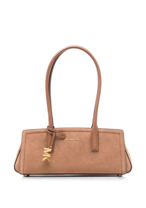 Michael Kors small Laila logo-plaque suede shoulder bag - Brown