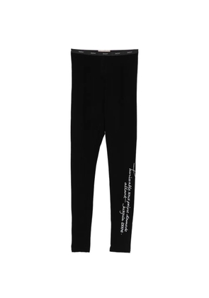 Yohji Yamamoto embroidered logo-waistband leggings - Black