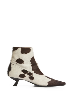 Marni white and brown cow-print ponyhair Cindi boots