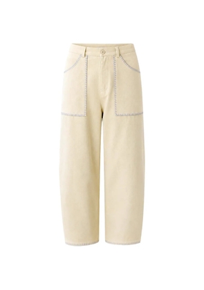 estudio niksen embroidered-trim patch-pocket trousers - Neutrals