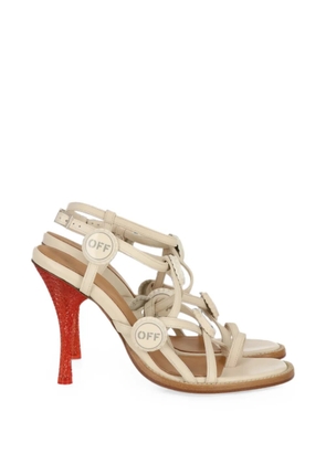 Off-White logo-plaque strappy heeled sandals - Neutrals