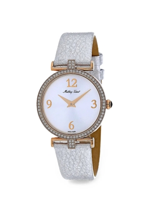 Mathey Tissot Gaia crystal-embellished 34mm watch - White