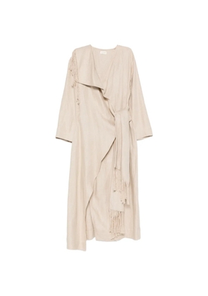 By Malene Birger Hanassa fringed wrap midi dress - Neutrals