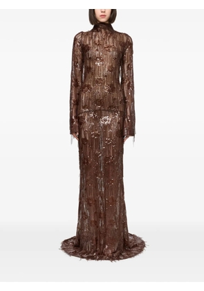 Atu Body Couture sequin-embellished fringed dress - Brown