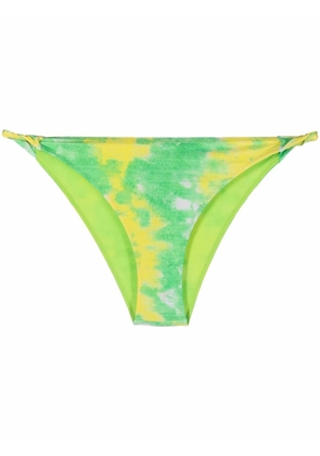 GANNI tie dye-print bikini bottoms - Green
