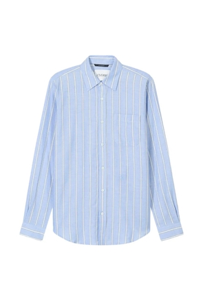 Closed striped cotton shirt - Blue