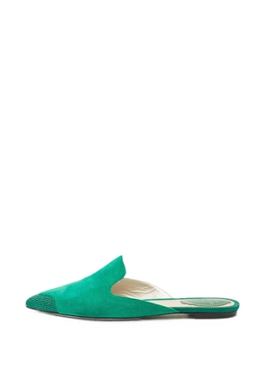 René Caovilla crystal-embellished suede mules - Green