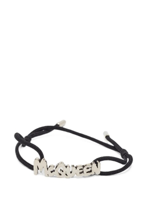 Alexander McQueen Pre-Owned logo-plaque cord bracelet - Silver