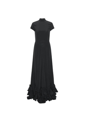 ROTATE BIRGER CHRISTENSEN ruffle-trimmed mock-neck maxi dress - Black