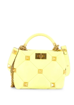 Valentino Garavani Pre-Owned Roman Stud Top Handle Bag Quilted Leather Small satchel - Yellow